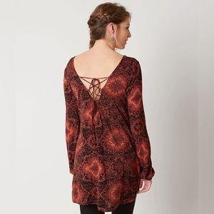 Billabong Henna Break Away Tunic Long Sleeve Top Mini Dress XL